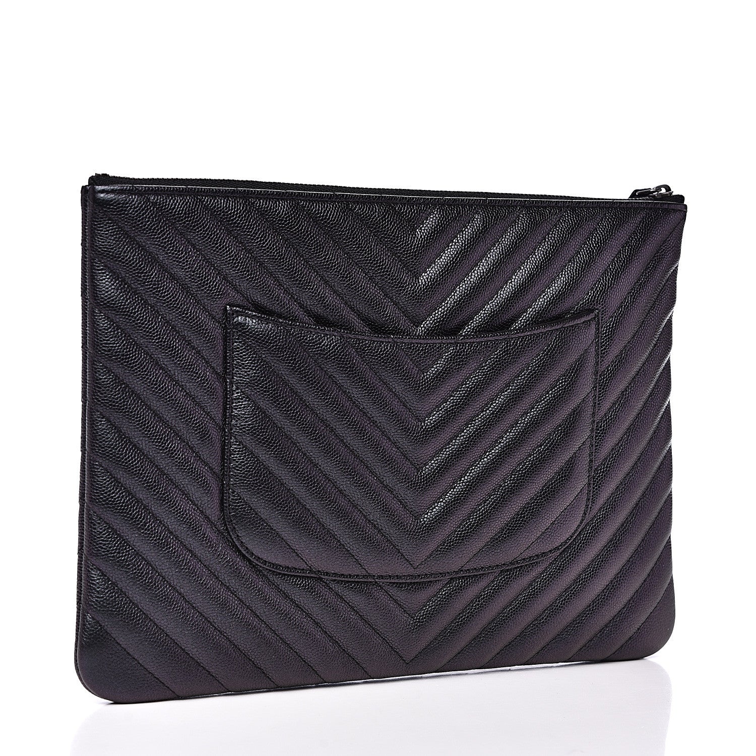 Chanel Iridescent Caviar Chevron Quilted Medium Cosmetic Case Black 2 of 11