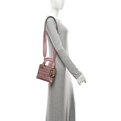 Christian Dior Canvas Toile De Jouy Embroidered Mini Lady D-Lite Gray Pink 2 of 10