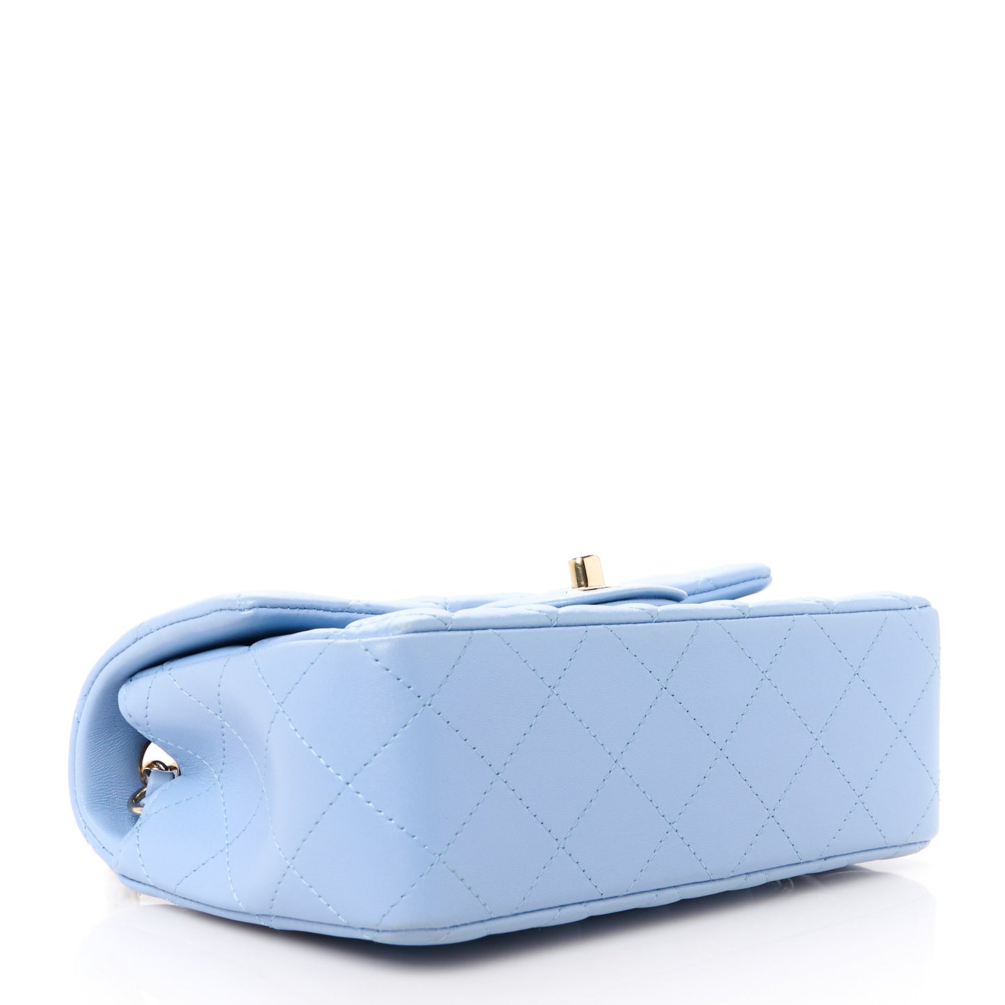 Lambskin Quilted Mini Rectangular Flap Light Blue