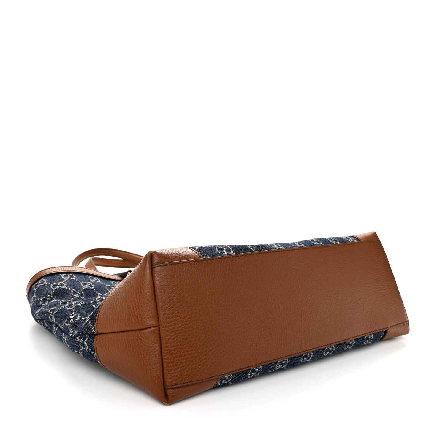 New Denim GG Monogram Medium Ophidia Shopping Tote Blue Tea Cuir