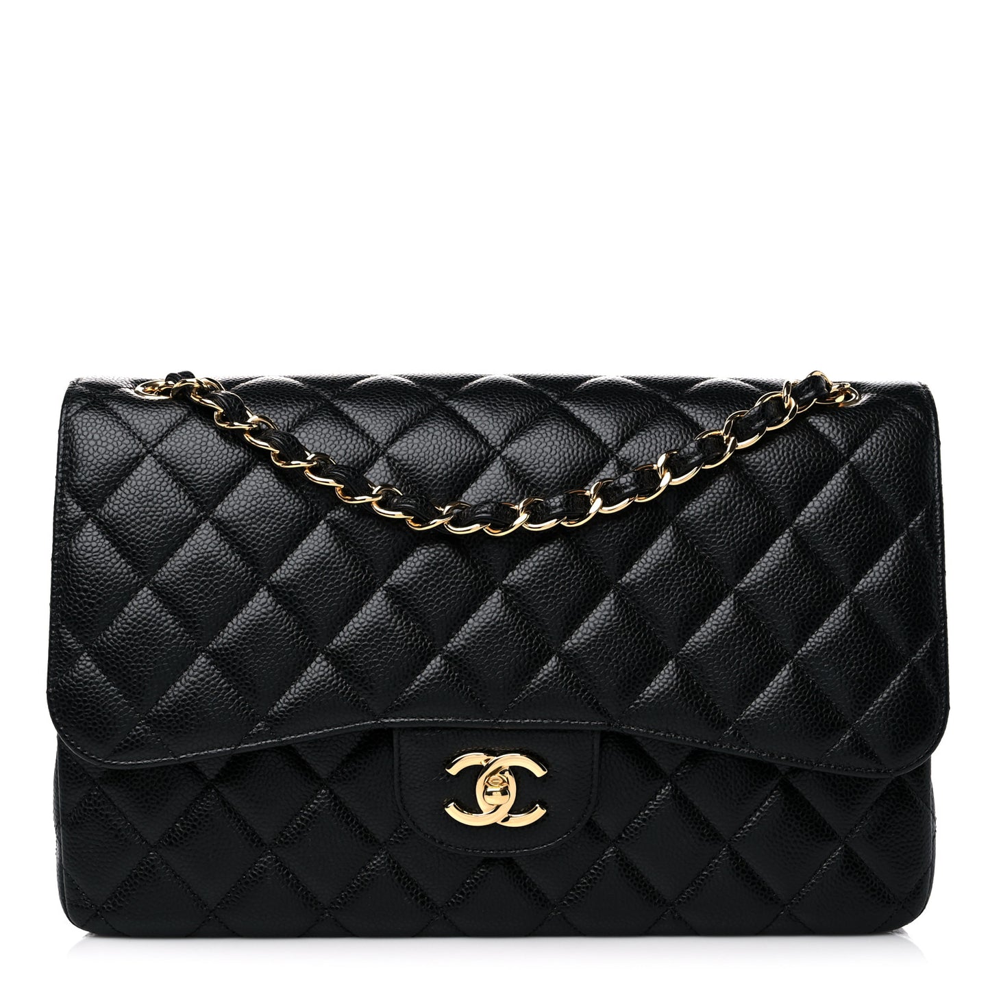 Caviar Quilted Jumbo Double Flap Black