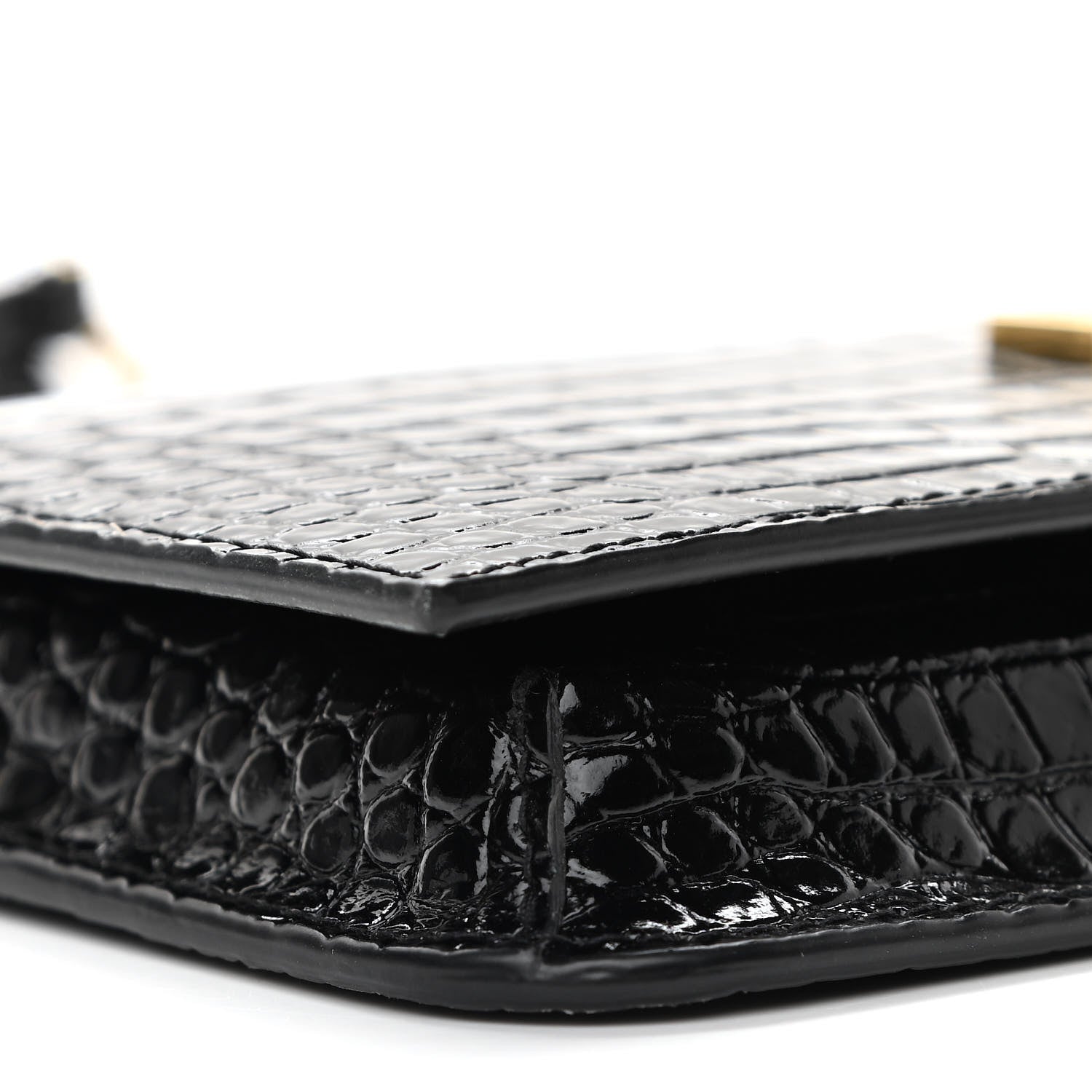 Saint Laurent Crocodile Embossed Monogram Phone Holder Crossbody Black 8 of 9