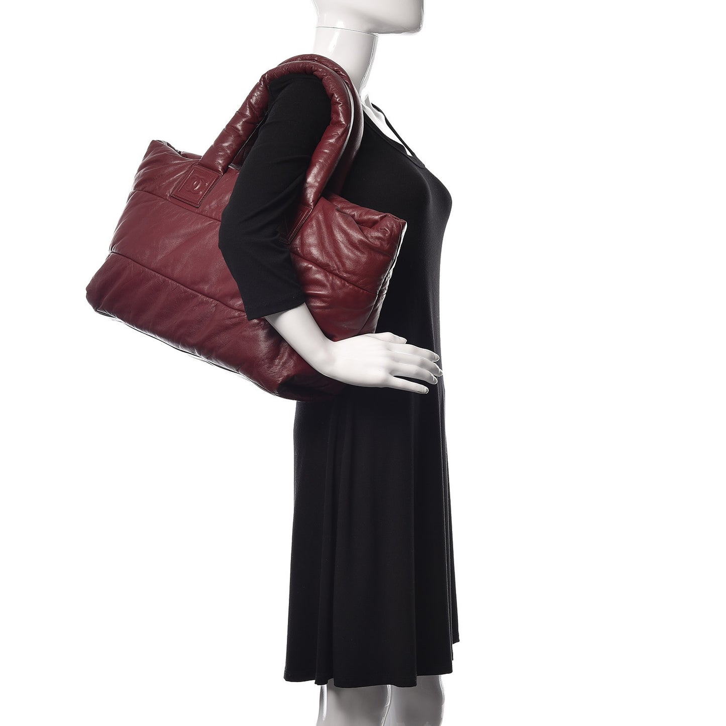 Lambskin Quilted Medium Coco Cocoon Reversible Tote Black