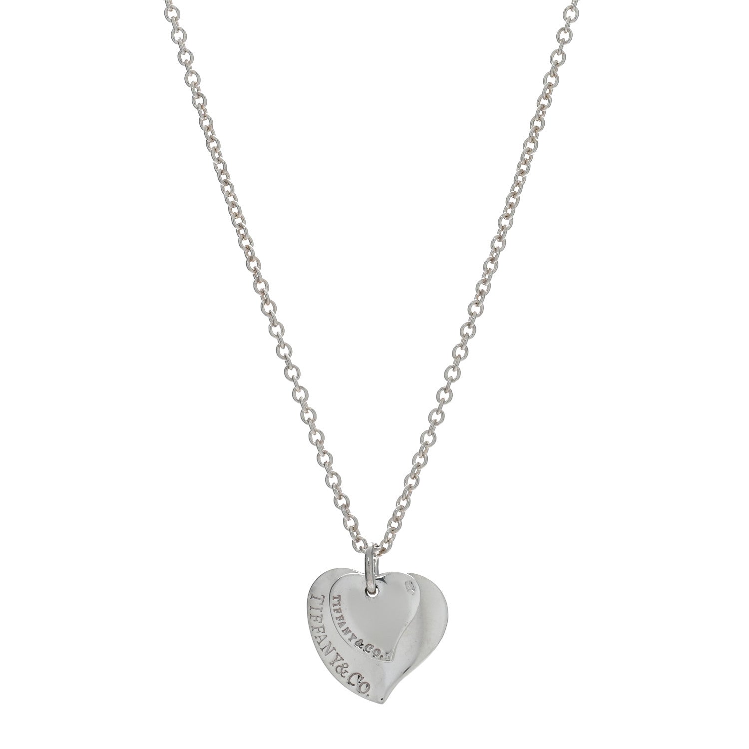 Tiffany Sterling Silver Double Heart Pendant Necklace 1 of 4