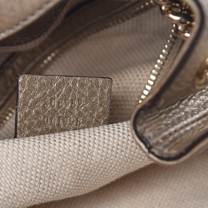 Gucci Metallic Pebbled Calfskin Medium Soho Chain Shoulder Bag Golden Beige 7 of 10