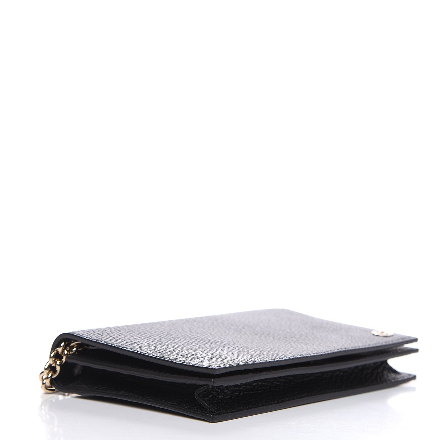 Textured Calfskin Medium Betty Chain Wallet Black