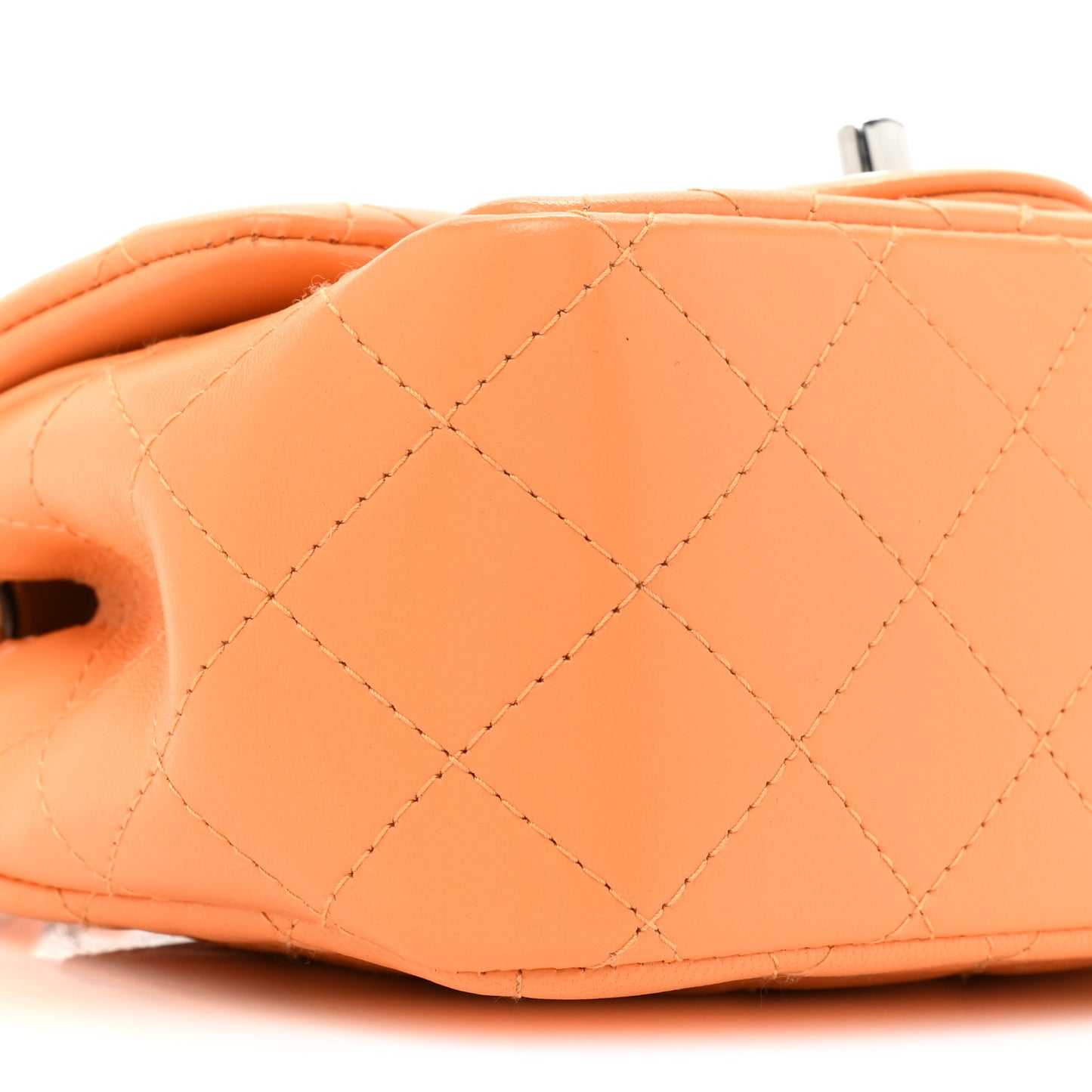 Lambskin Quilted Mini Square Flap Light Orange