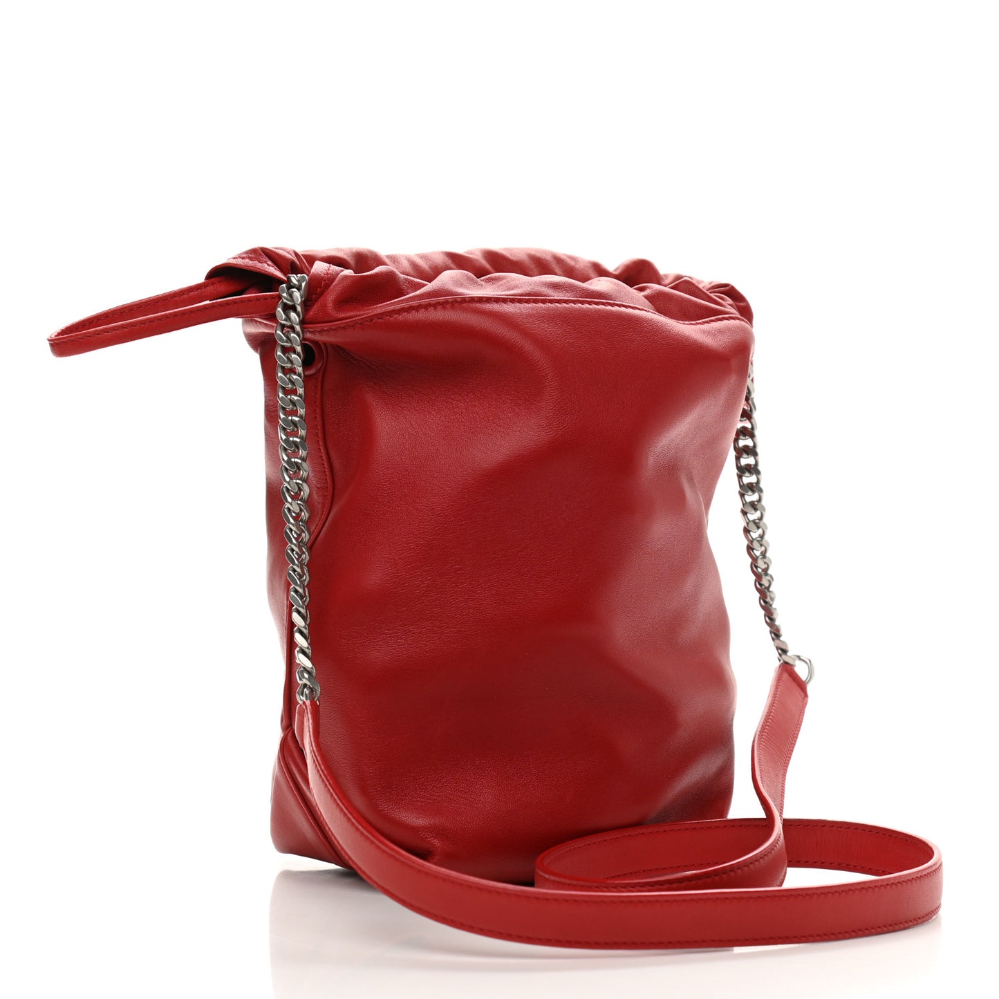 Lambskin Small Teddy Bucket Bag Red