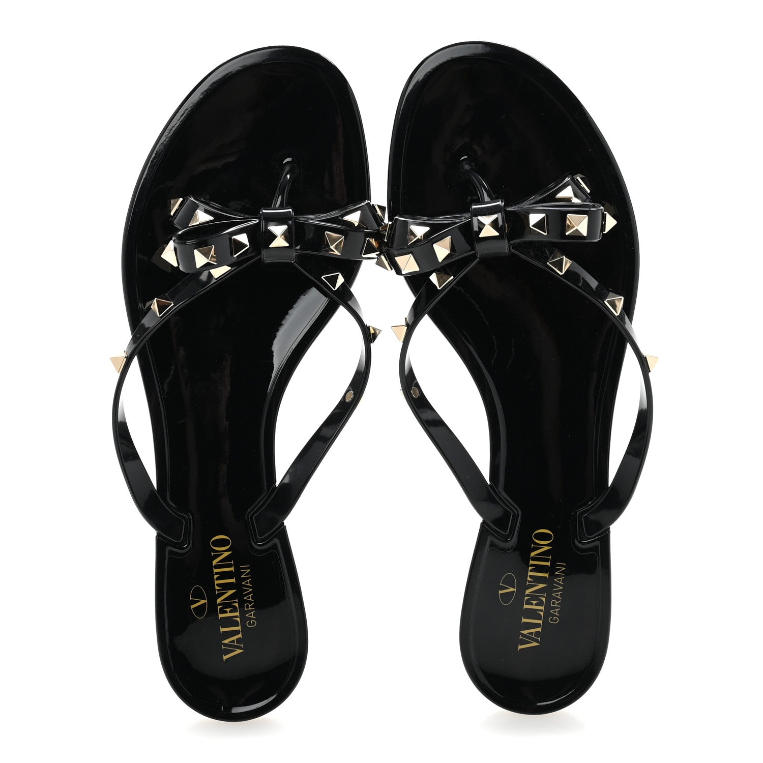 Valentino Garavani PVC Jelly Rockstud Bow Thong Sandals 41 Black 2 of 9