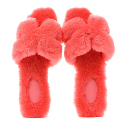 Hermes Woolskin Oran Sandals 38 Rose Du Desert 2 of 9