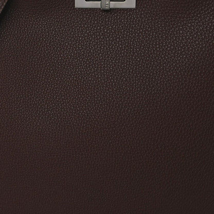 Fendi Cuoio Romano Vitello Cover Glazed Fabric Bi-Color FF 1974 Medium Peekaboo I SEE U Satchel Ghianda Saddler Tobacco Moro 7 of 9