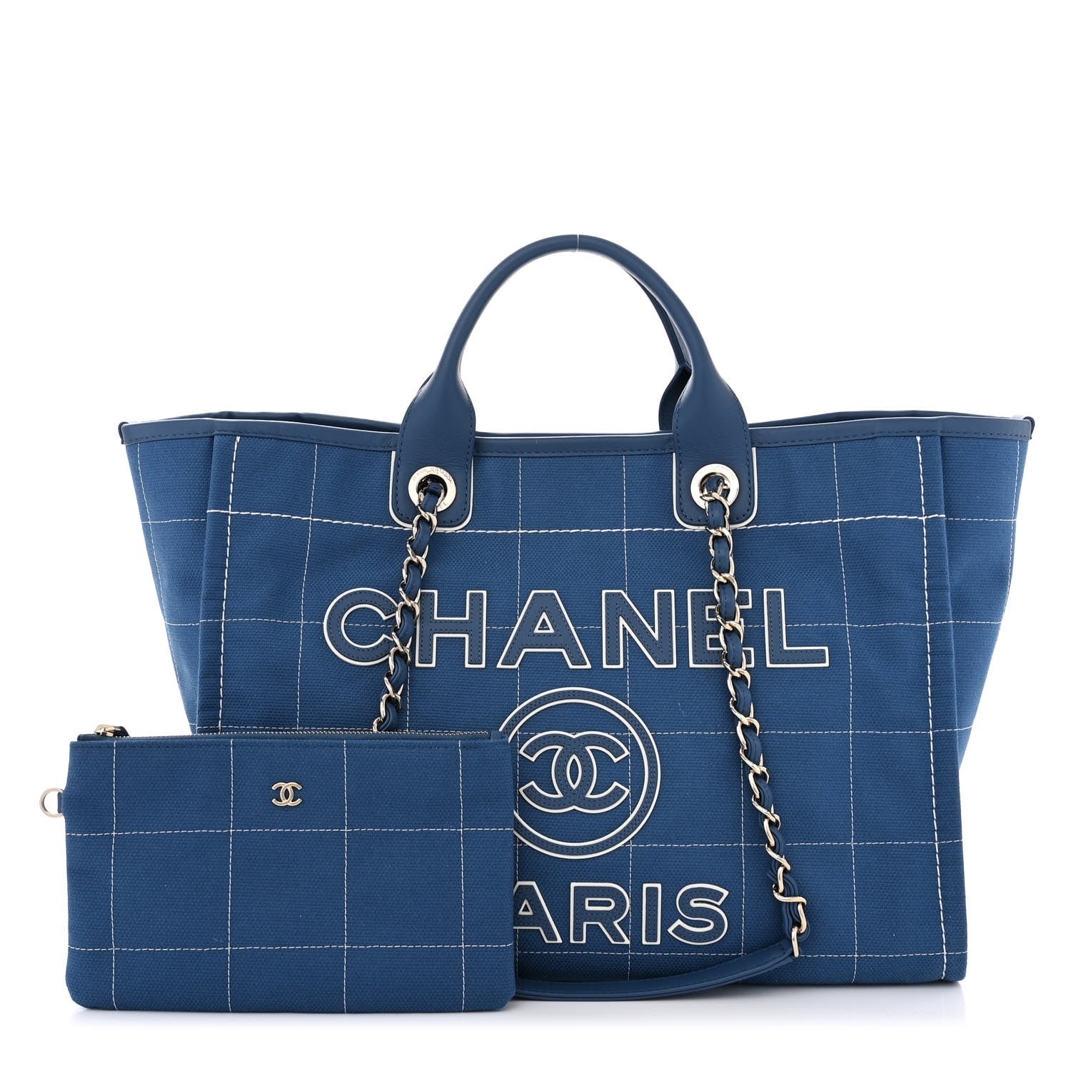 Chanel Cotton Medium Deauville Tote Blue White 1 of 11
