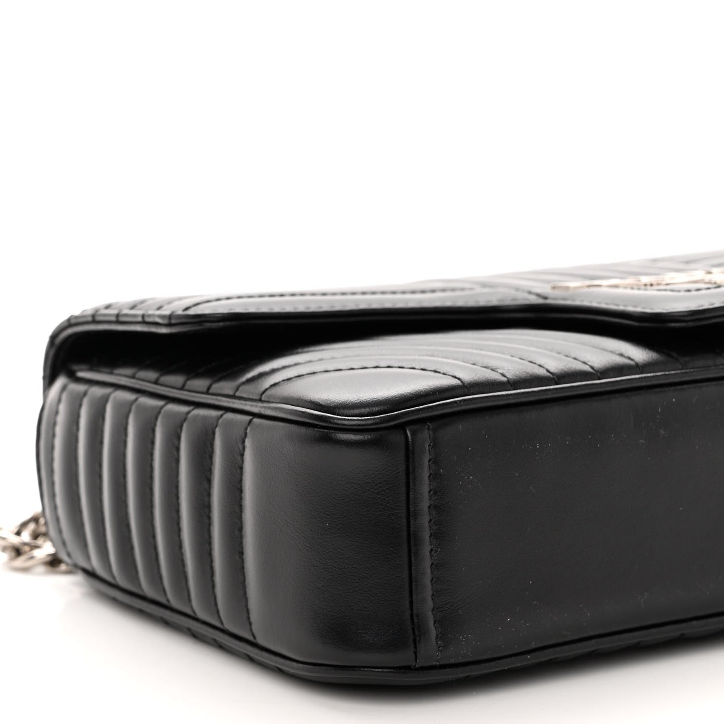 Soft Calfskin Impunture Diagramme Medium Chain Flap Shoulder Bag Black