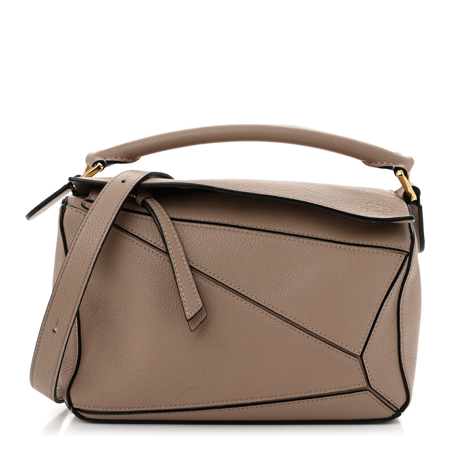 Grained Calfskin Small Puzzle Bag Sand