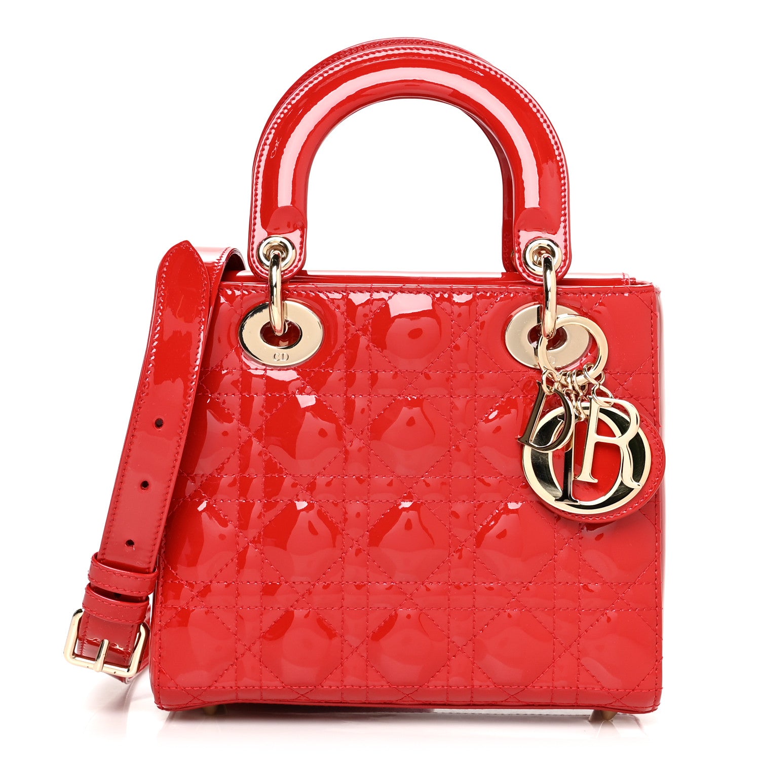 Christian Dior Patent Cannage Small Lady Dior Red 1 of 10