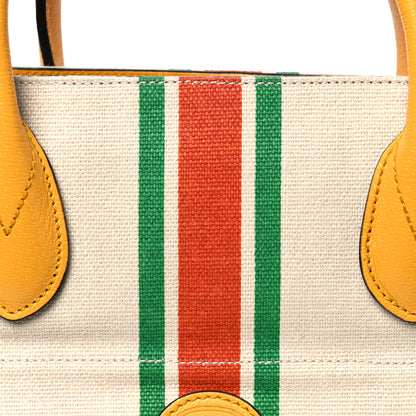 Gucci Linen Heavy Canvas Textured Dollar Calfskin Web Large Retro Interlocking G Foldable Tote Light Beige 8 of 10