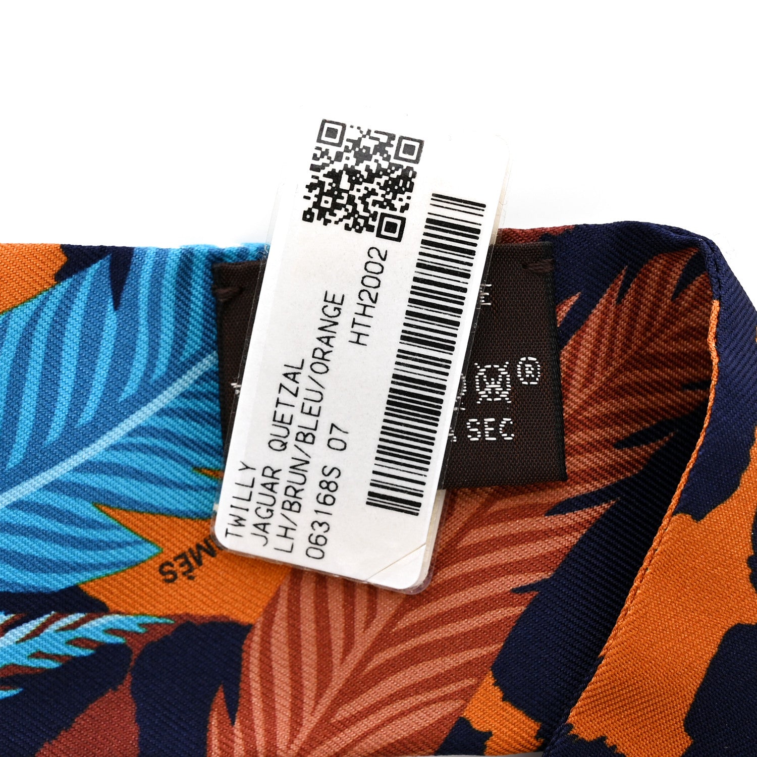 Hermes Silk Jaguar Quetzal Twilly Brun Bleu Orange 2 of 4