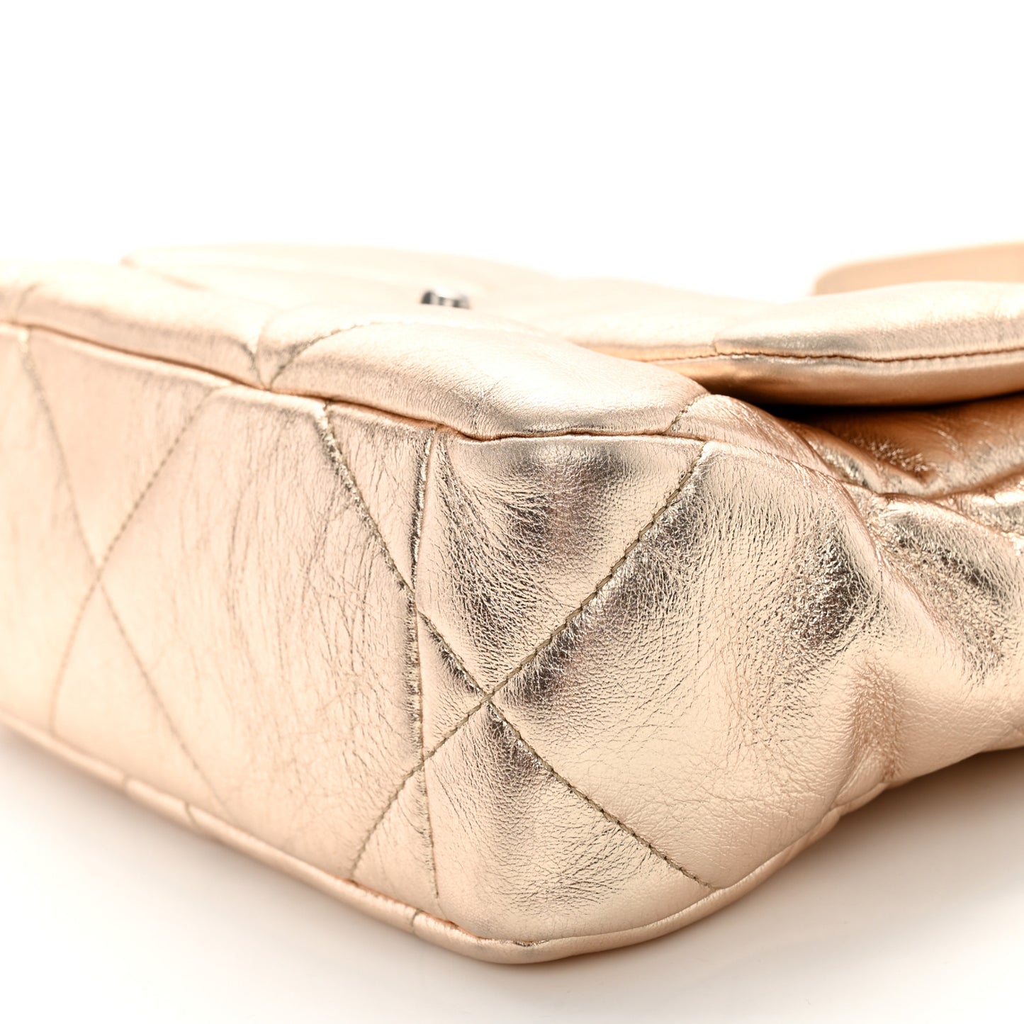 Metallic Lambskin Quilted Medium Chanel 19 Flap Gold