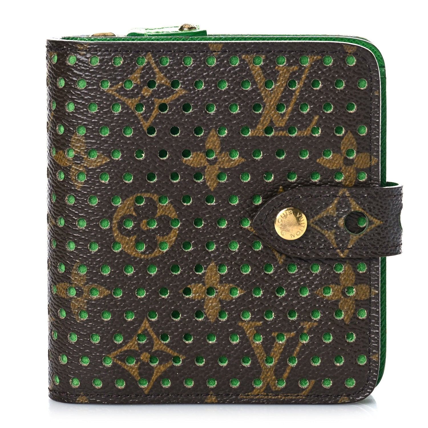 Louis Vuitton Monogram Perforated Compact Zipped Wallet Green 1 of 11