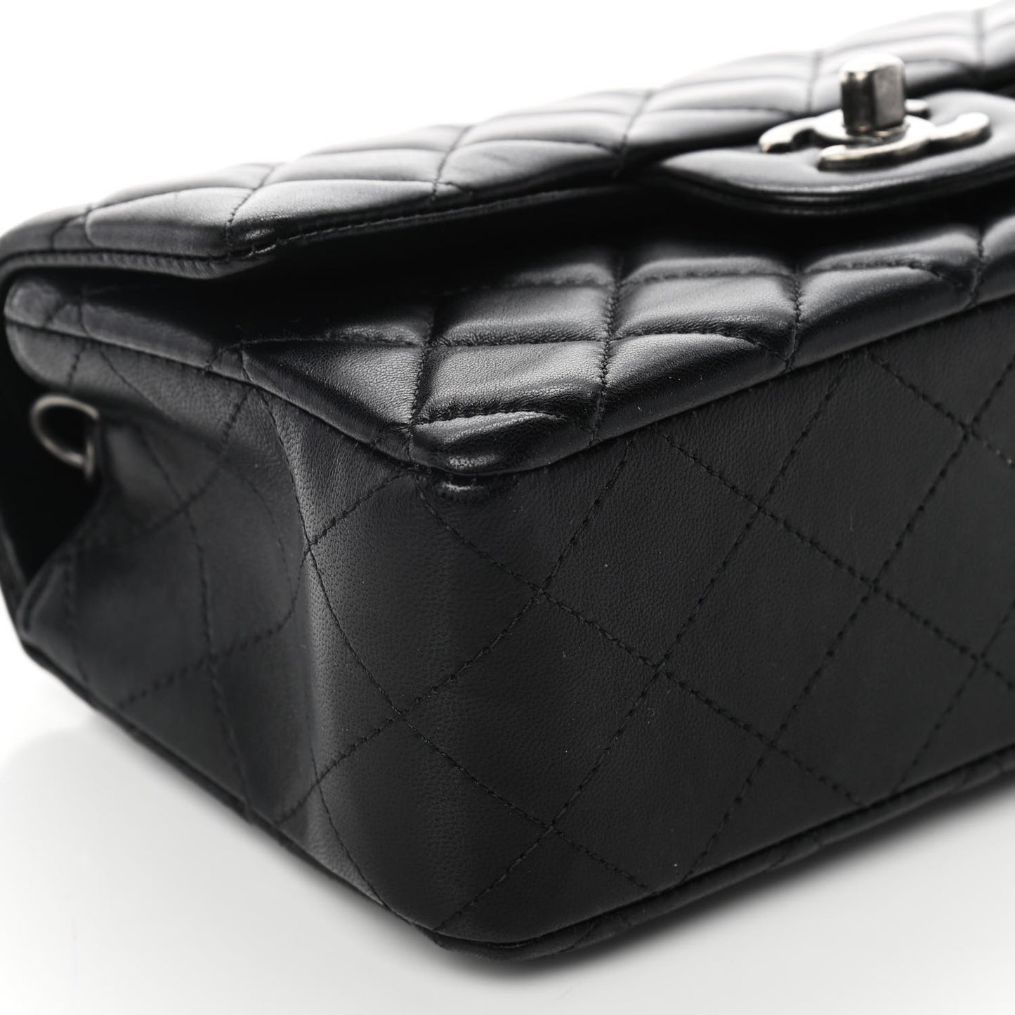 Lambskin Quilted Mini Rectangular Flap Black