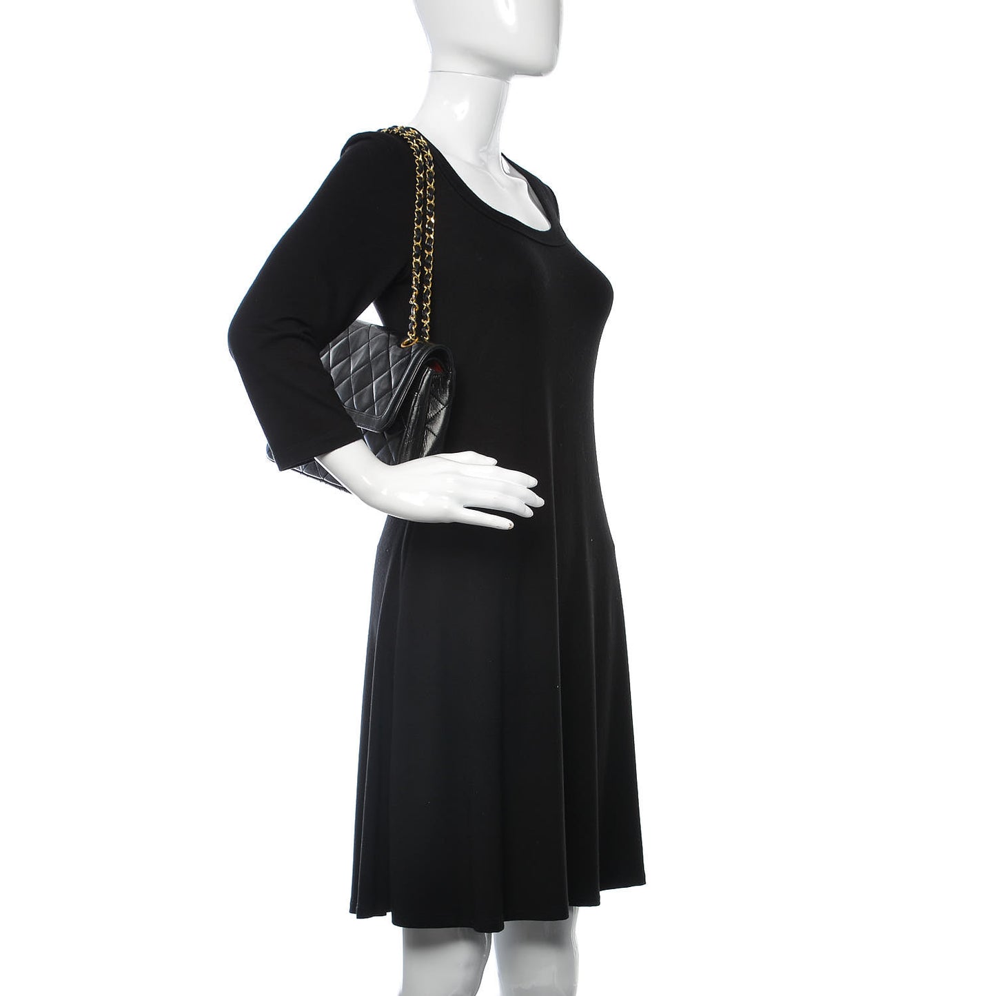 Lambskin Quilted Medium Double Flap Black