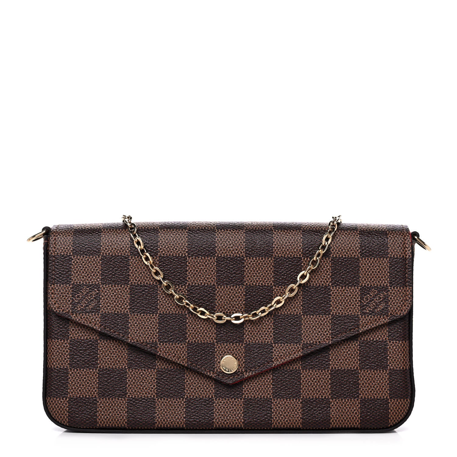 Louis Vuitton Damier Ebene Pochette Felicie Chain Wallet 3 of 15