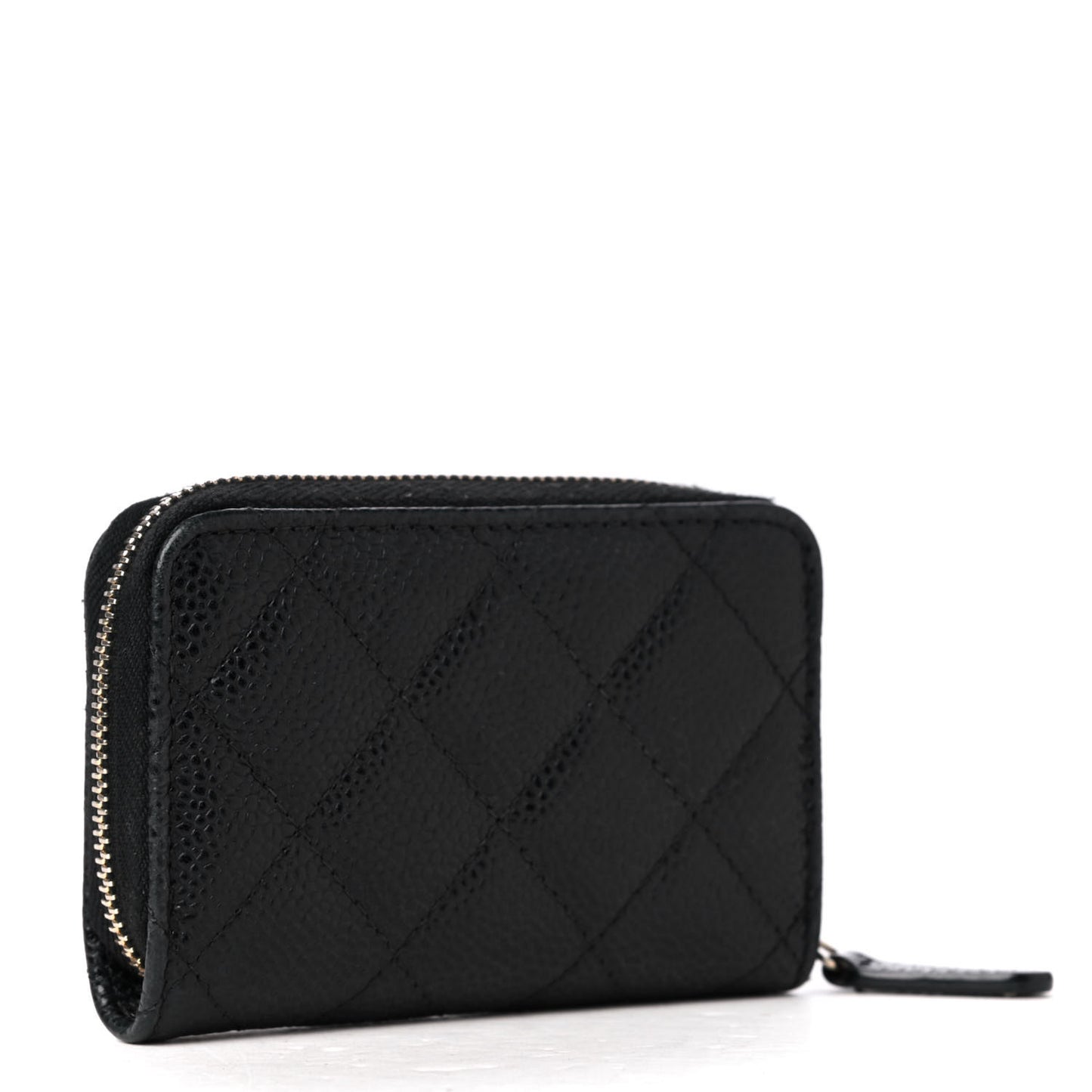 Caviar Quilted Zip Coin Purse Black