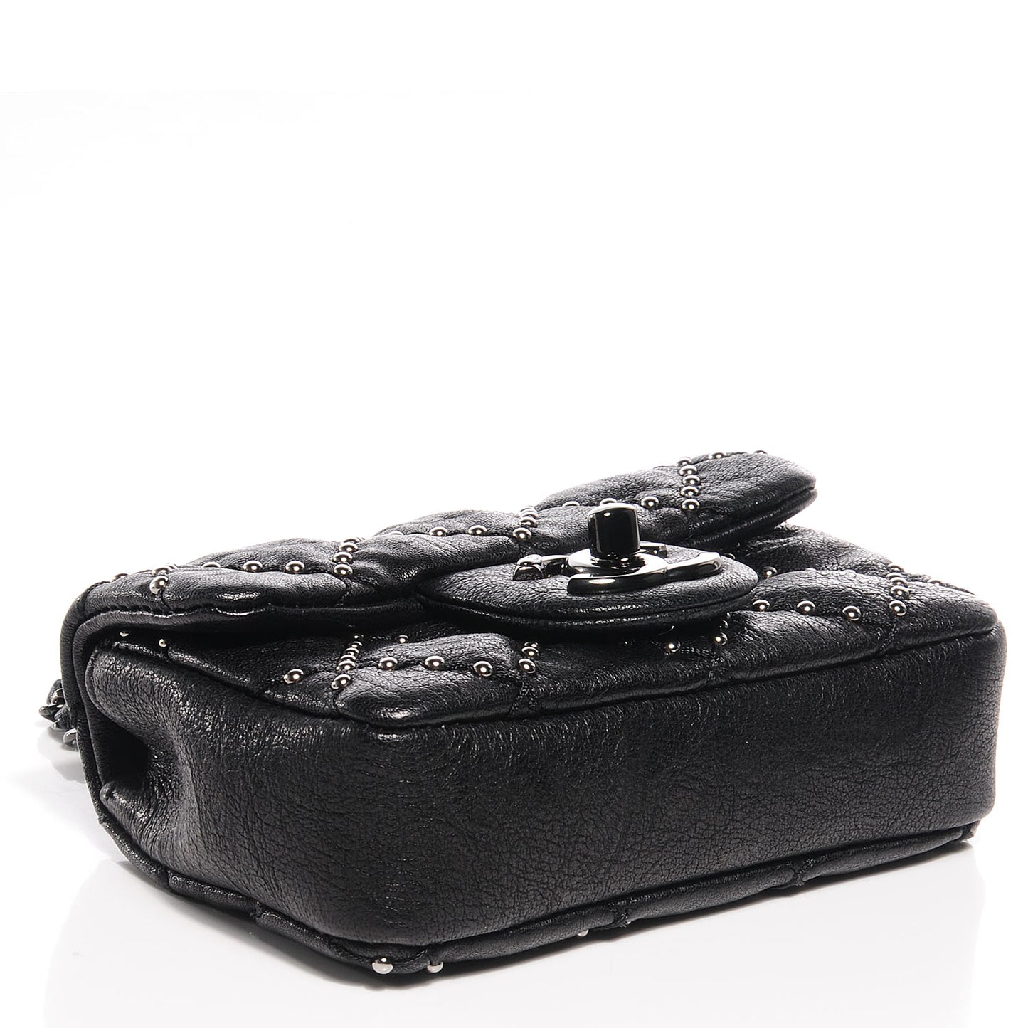 Lambskin Studded Metal Beauty Mini Flap Black