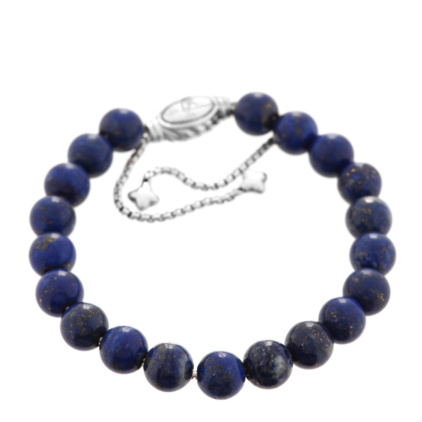 Sterling Silver Lapis Lazuli 8mm Spiritual Beads Adjustable Bracelet