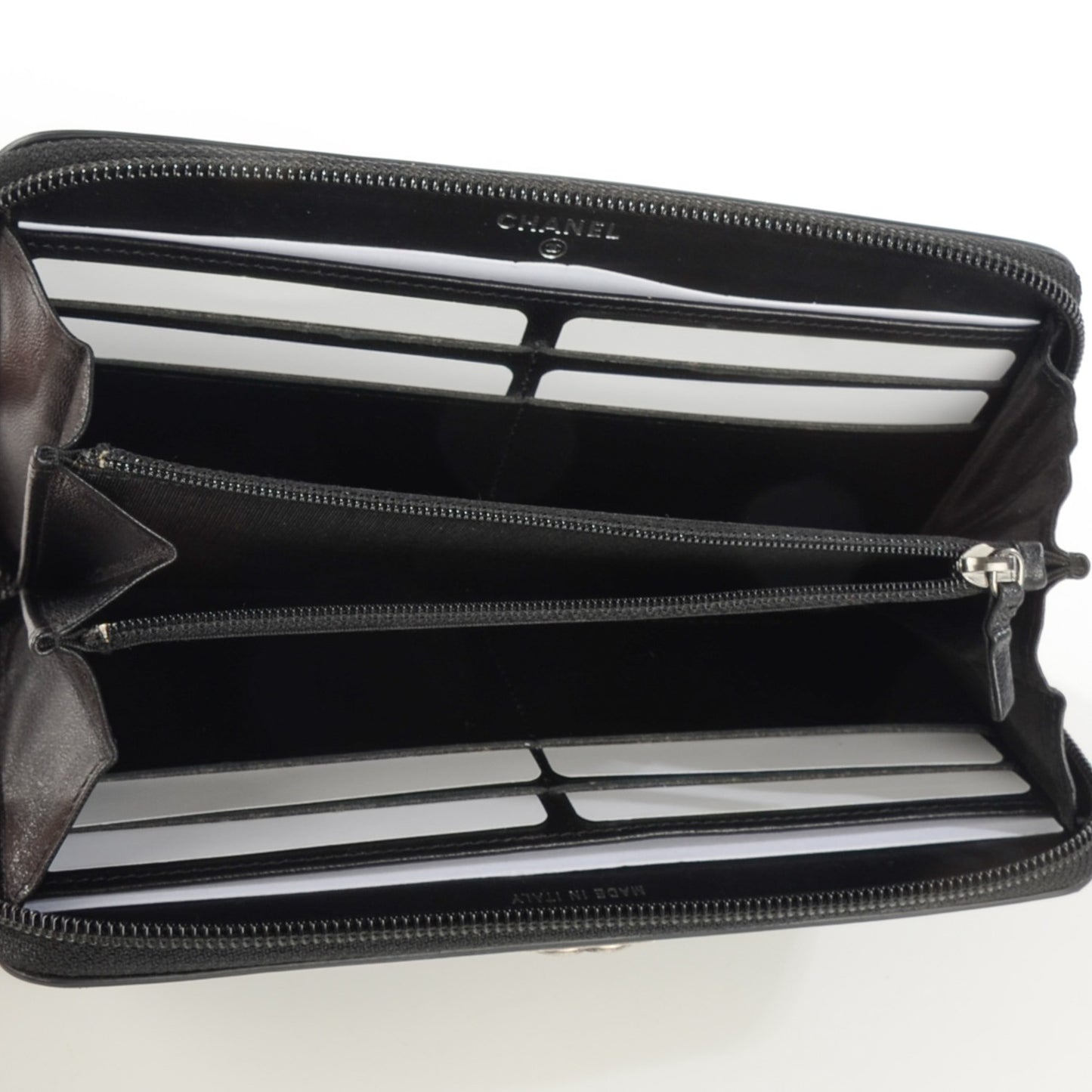 Lambskin Studded Paris Dallas Boy Zip Around Wallet Black