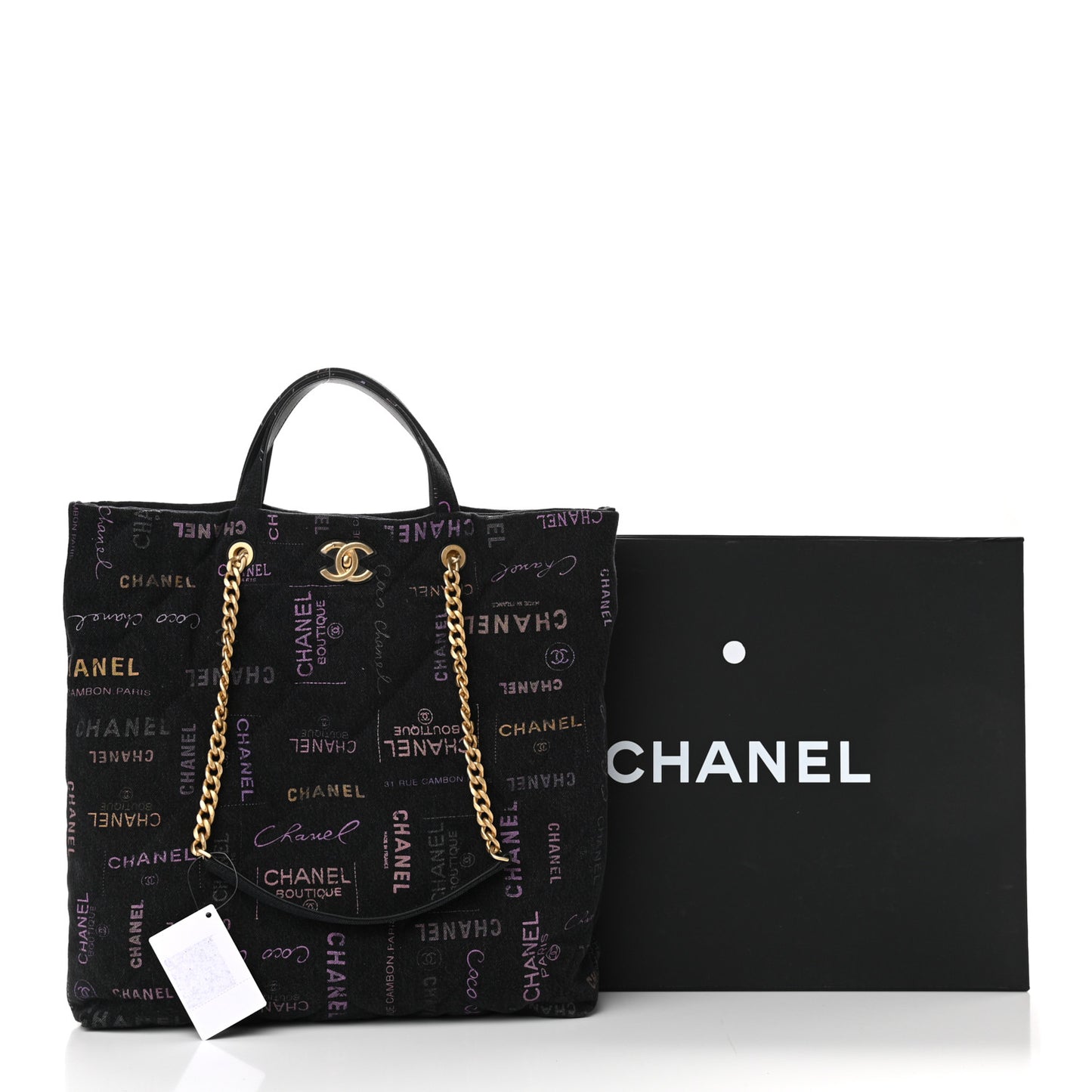 Denim Quilted Denim Mood Maxi Shopping Bag Black Multicolor