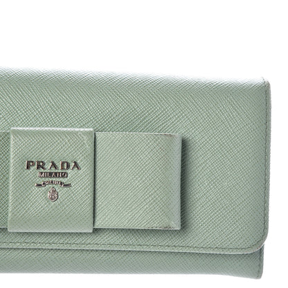 Prada Saffiano Bow Continental Wallet Acquamarina 9 of 17