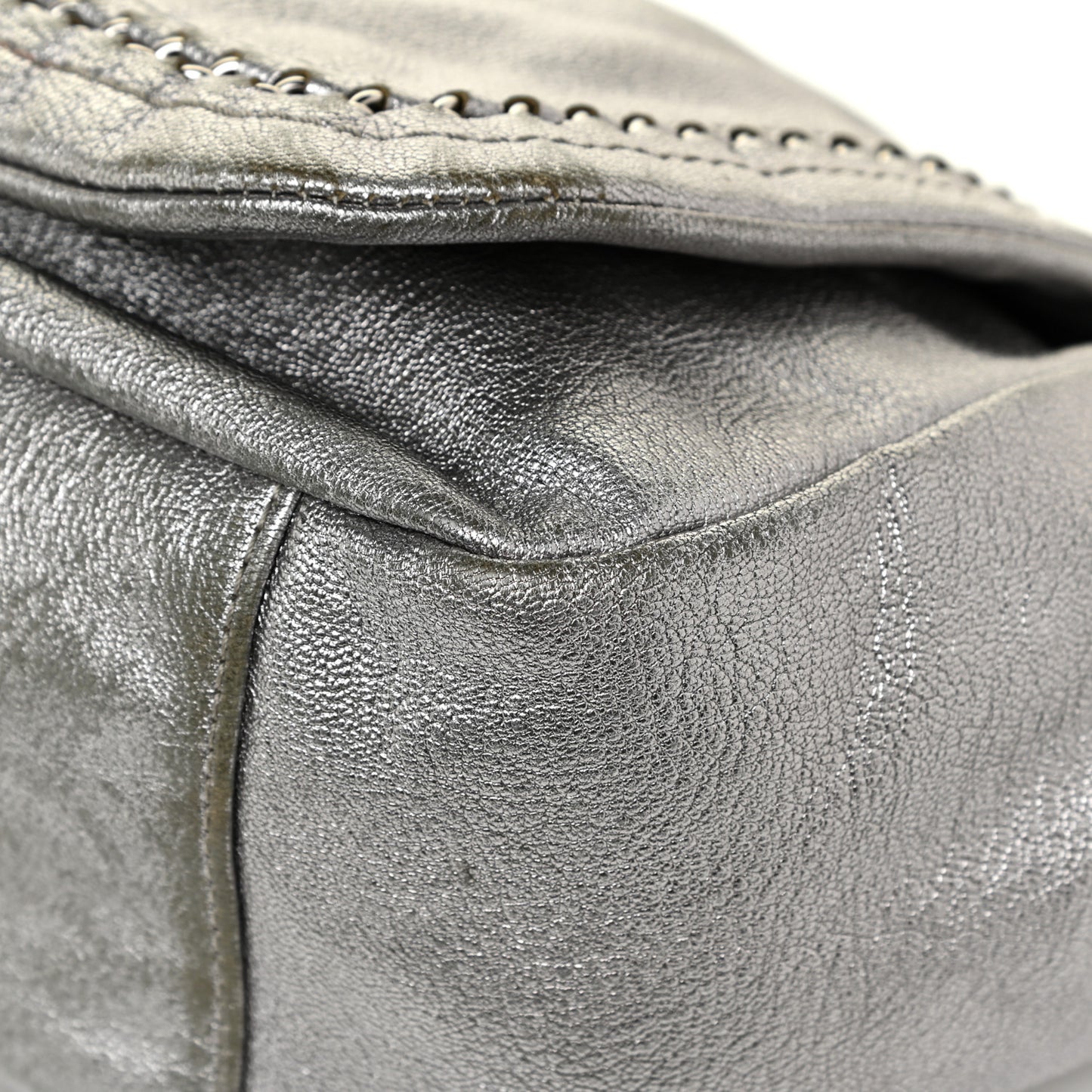 Metallic Deerskin Luxe Ligne Flap Silver