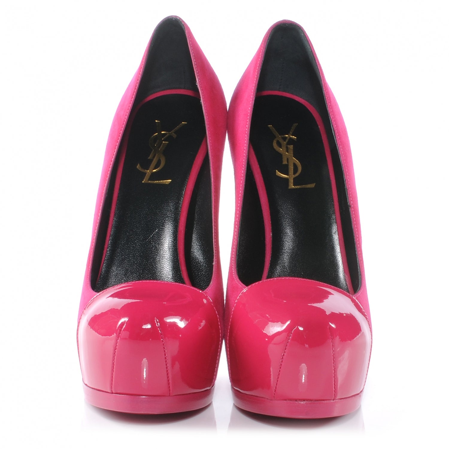 Saint Laurent Suede Patent Leather Tribute Two Platform Pumps Heels 36 Fuchsia 2 of 5