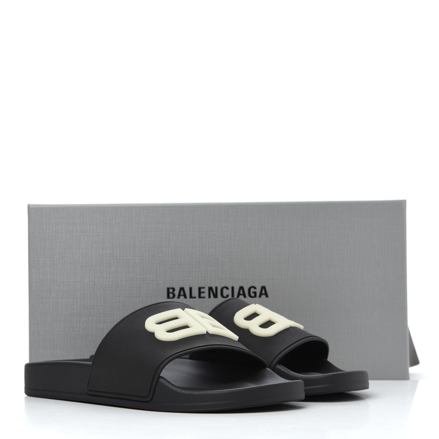 Rubber Womens BB Pool Slide Sandals 39 Black
