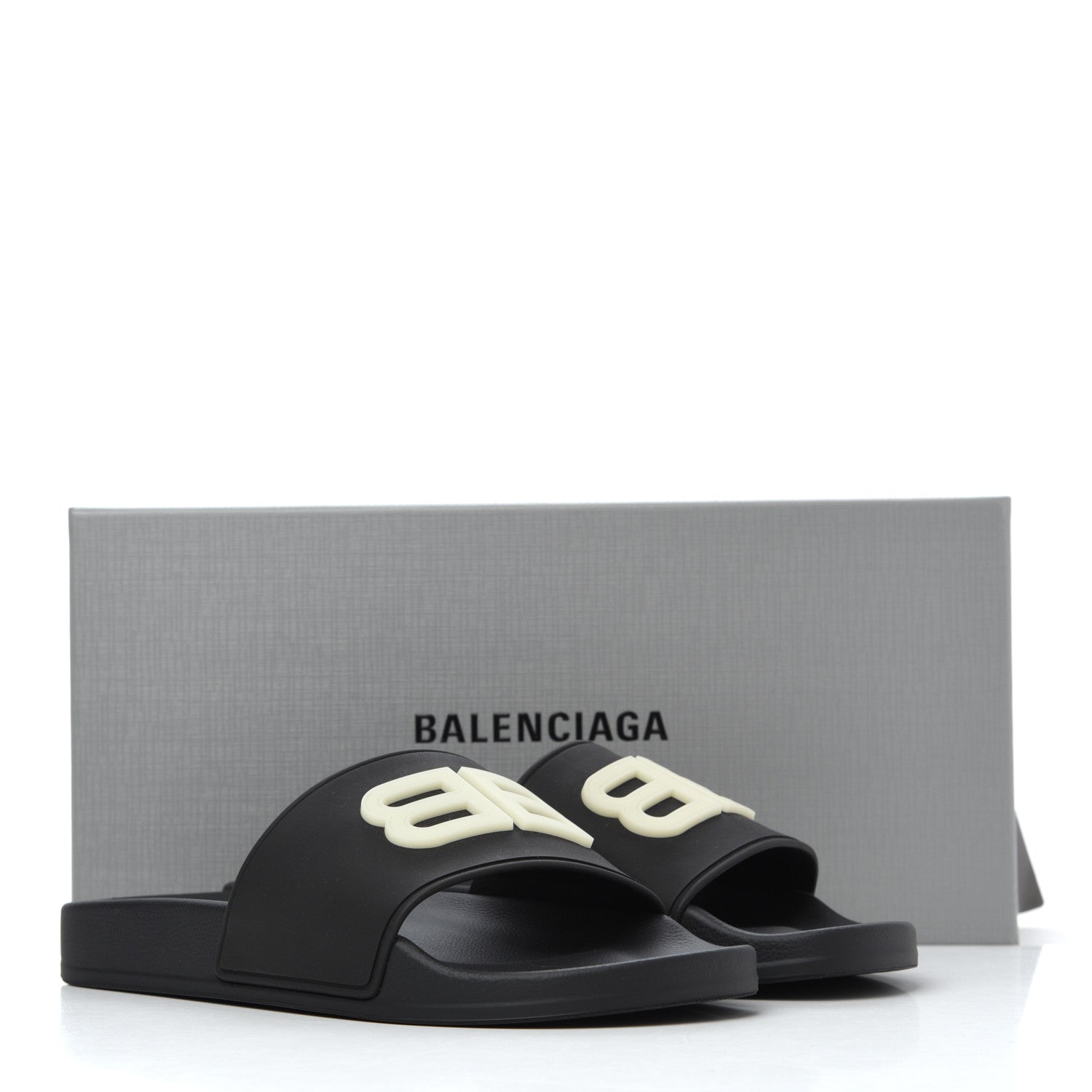 Balenciaga Rubber Womens BB Pool Slide Sandals 39 Black 9 of 9
