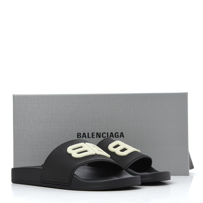 Balenciaga Rubber Womens BB Pool Slide Sandals 39 Black 9 of 9