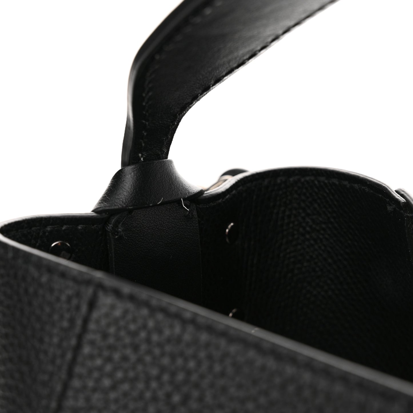 Calfskin Empire Spike Studded Mini Cabachic Bucket Bag Black