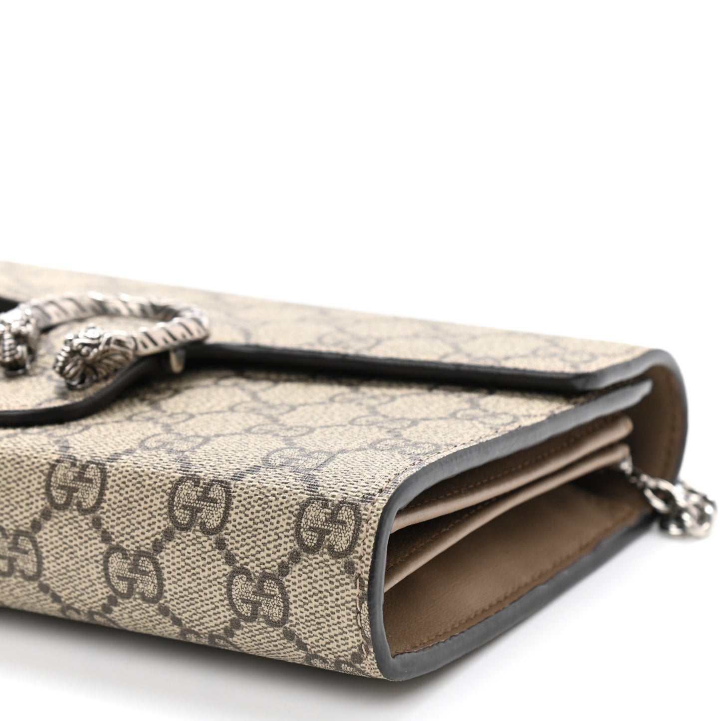 GG Supreme Monogram Mini Dionysus Chain Wallet Beige Taupe