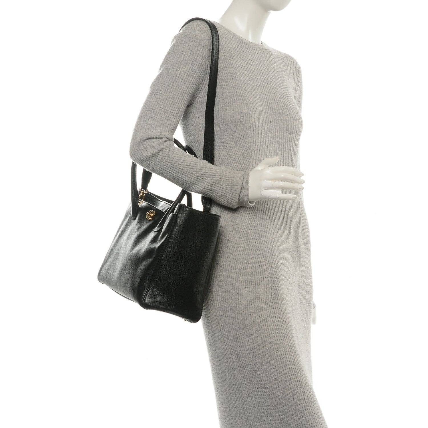 Chanel Calfskin Cerf Executive Shopper Tote Black 2 of 7