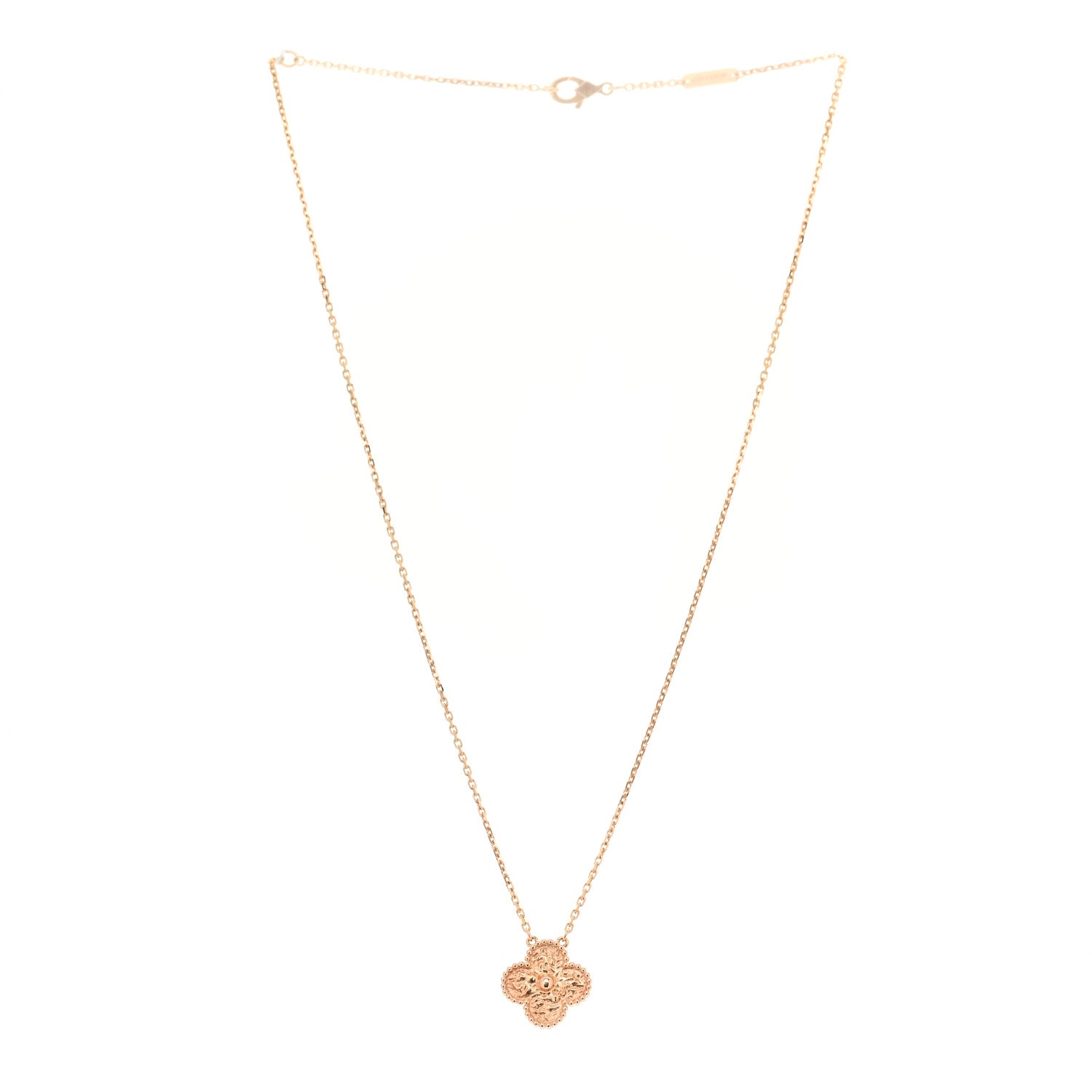 Van Cleef & Arpels 18K Rose Gold Vintage Alhambra Pendant Necklace 3 of 5