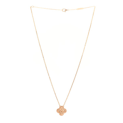 Van Cleef & Arpels 18K Rose Gold Vintage Alhambra Pendant Necklace 3 of 5