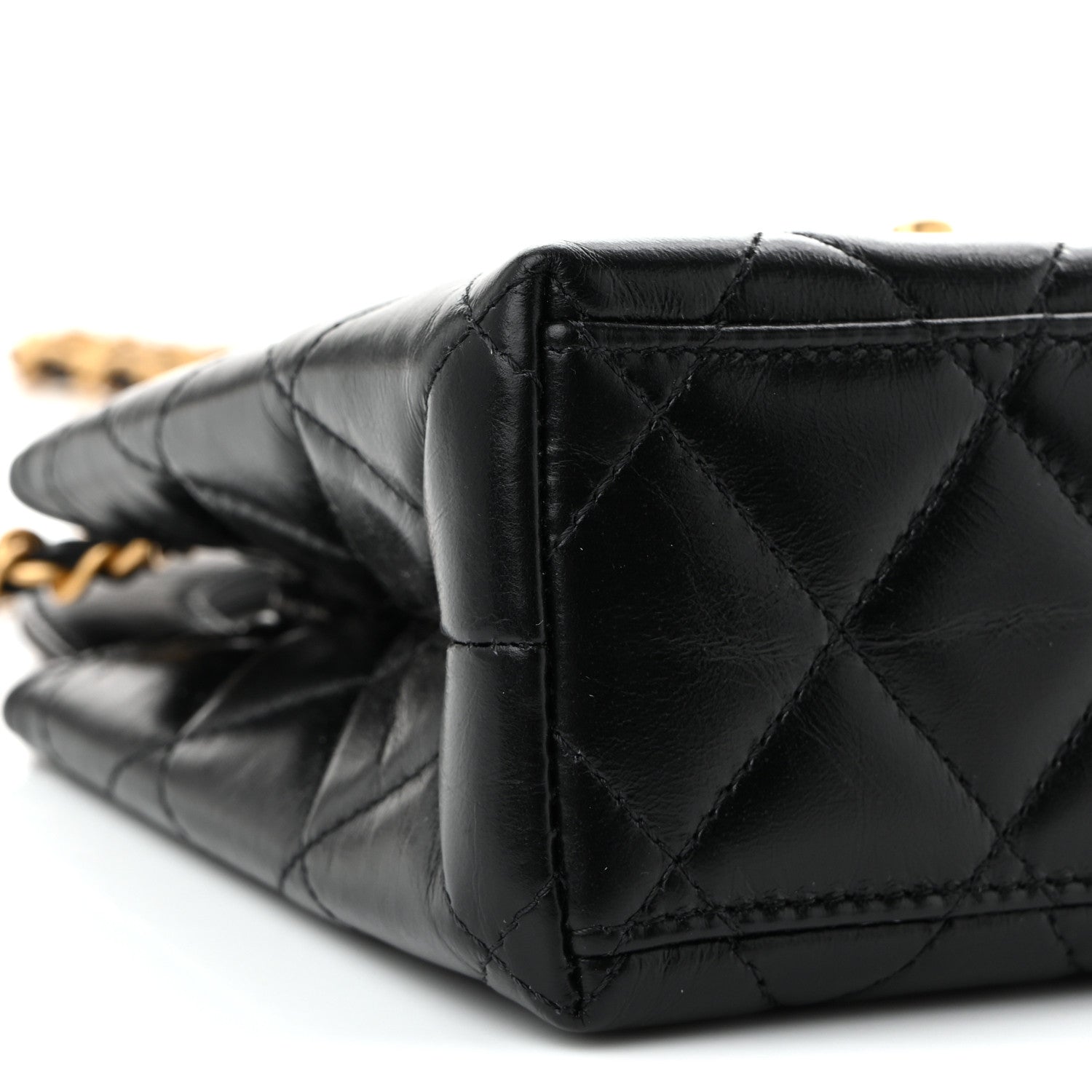 Chanel Shiny Aged Calfskin Quilted Nano Kelly Shopper Black Black 9 of 11