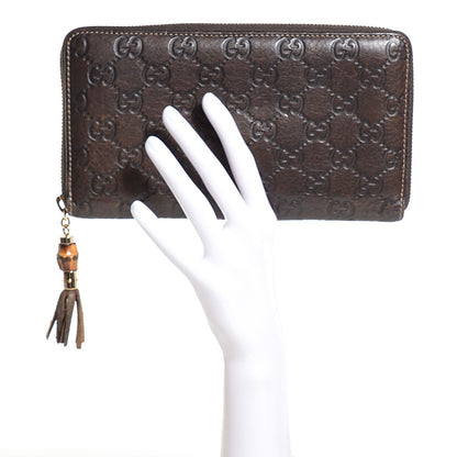 Gucci Guccissima Bamboo Tassel Zip Around Wallet Brown 2 of 8