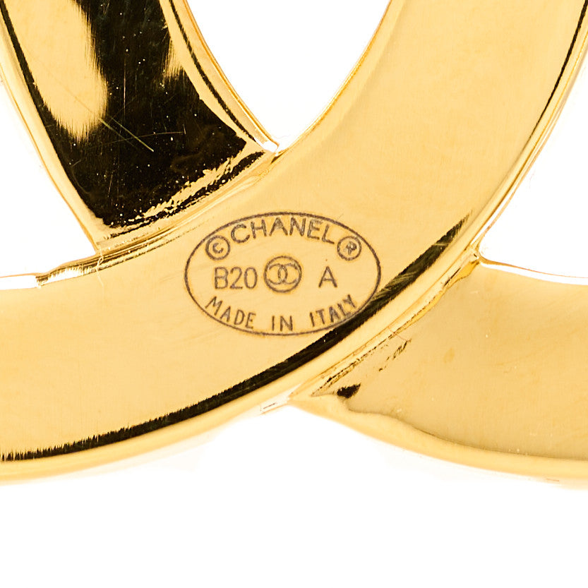 Chanel Metal Paris Button CC Large Brooch Gold 3 of 5