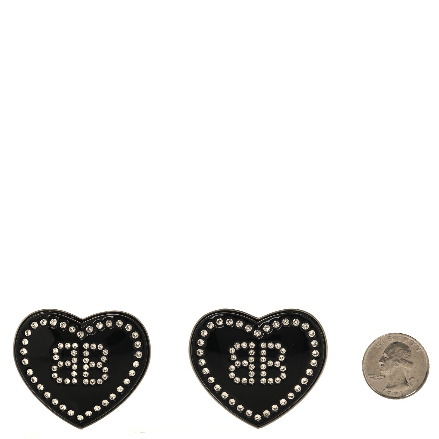 Balenciaga Crystal Resin BB Heart Earrings  Black 2 of 5