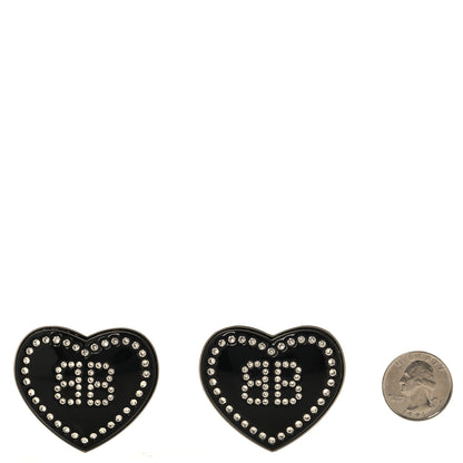 Balenciaga Crystal Resin BB Heart Earrings  Black 2 of 5
