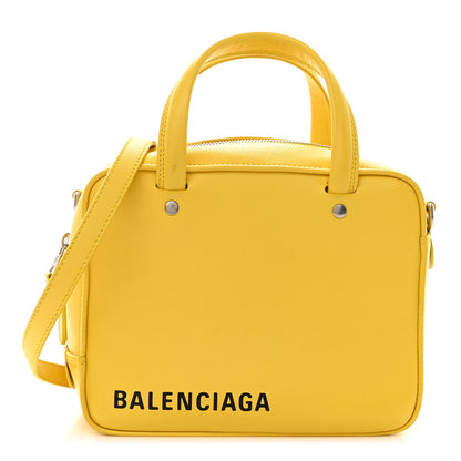 Balenciaga Shiny Day Calfskin Logo XS Triangle Square Bag Jaune Black 1 of 11
