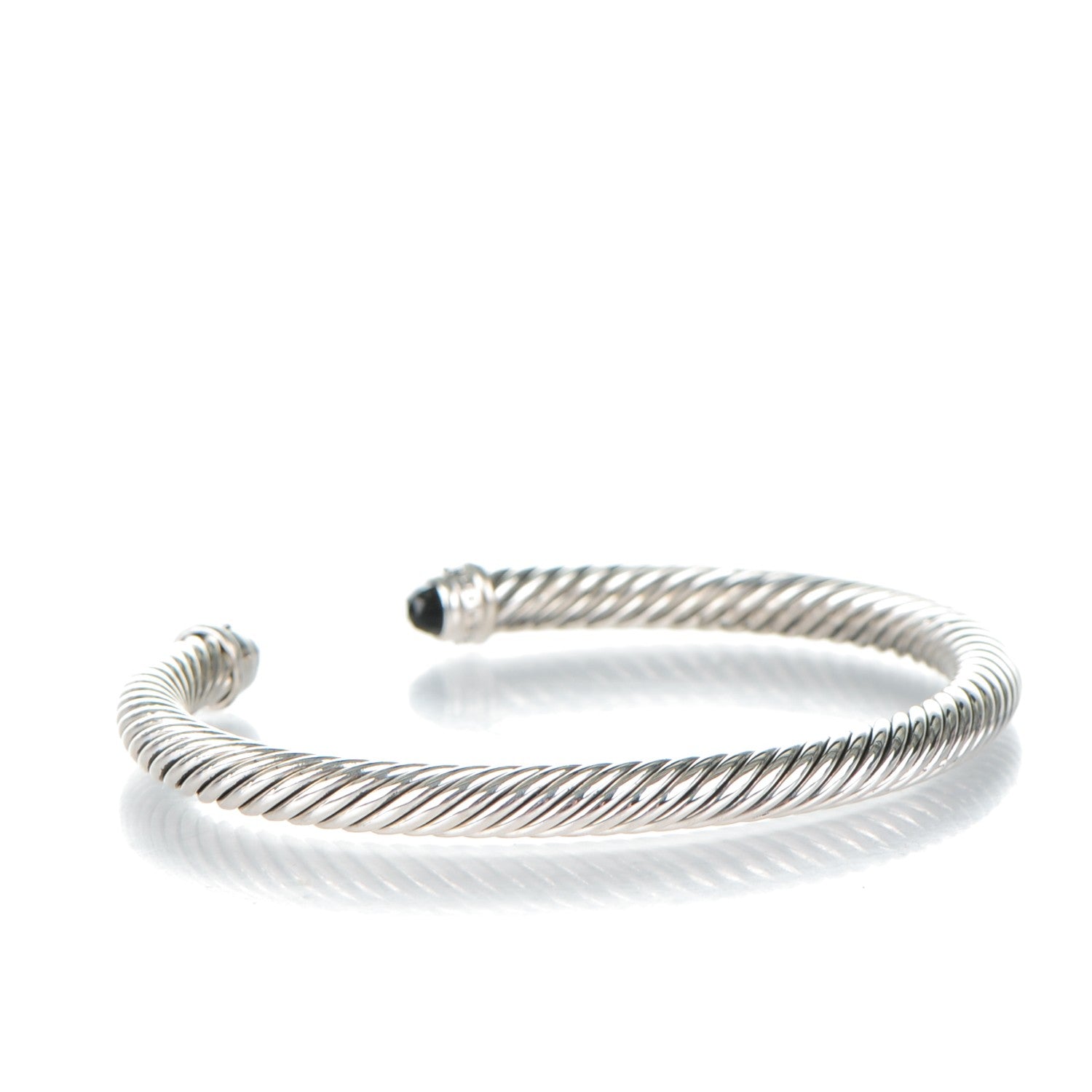 David Yurman Sterling Silver Diamond Pave Black Onyx 5mm Cable Classics Bracelet 3 of 5