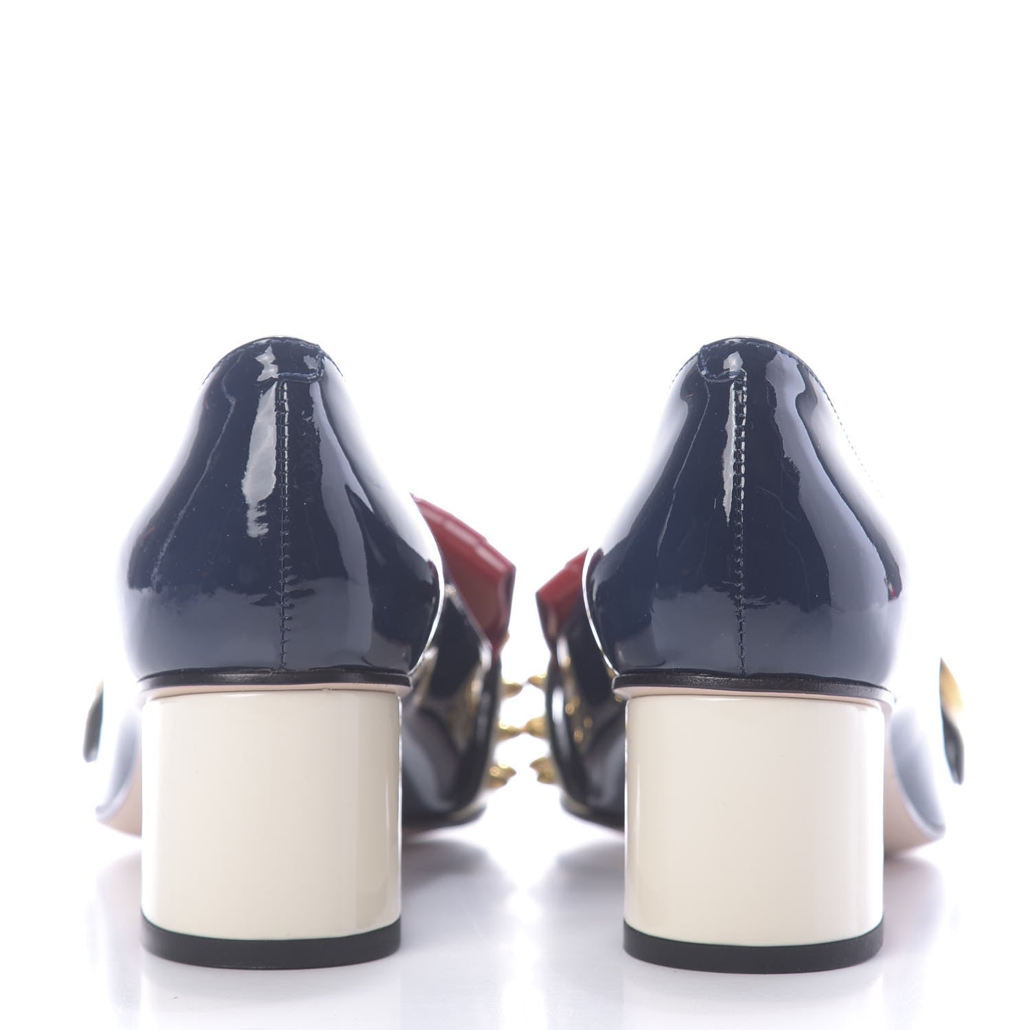 Gucci Vernice Studded GG Marmont Fringe 50mm Loafer Pumps 36 Blue Agata Hibiscus Red Mystic White 5 of 12